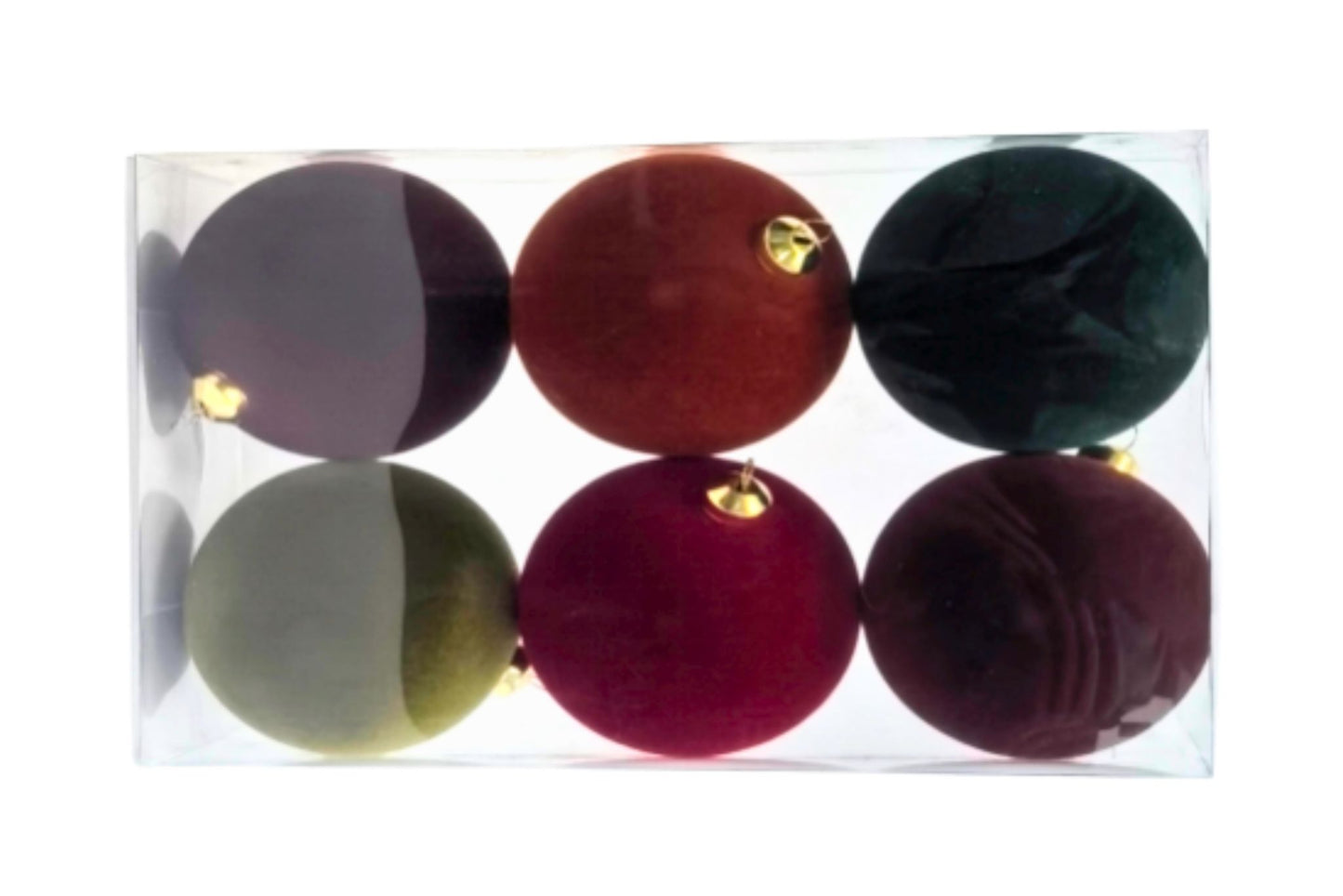 Xmas Bauble Flocked 8cm Pk6