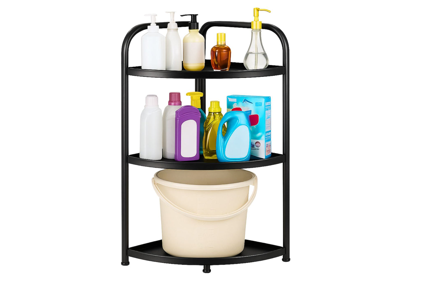 3-Tier Foldable Corner Metal Shelf 51x85cm