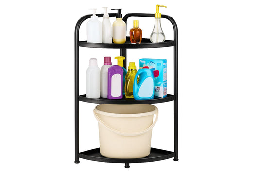 3-Tier Foldable Corner Metal Shelf 51x85cm