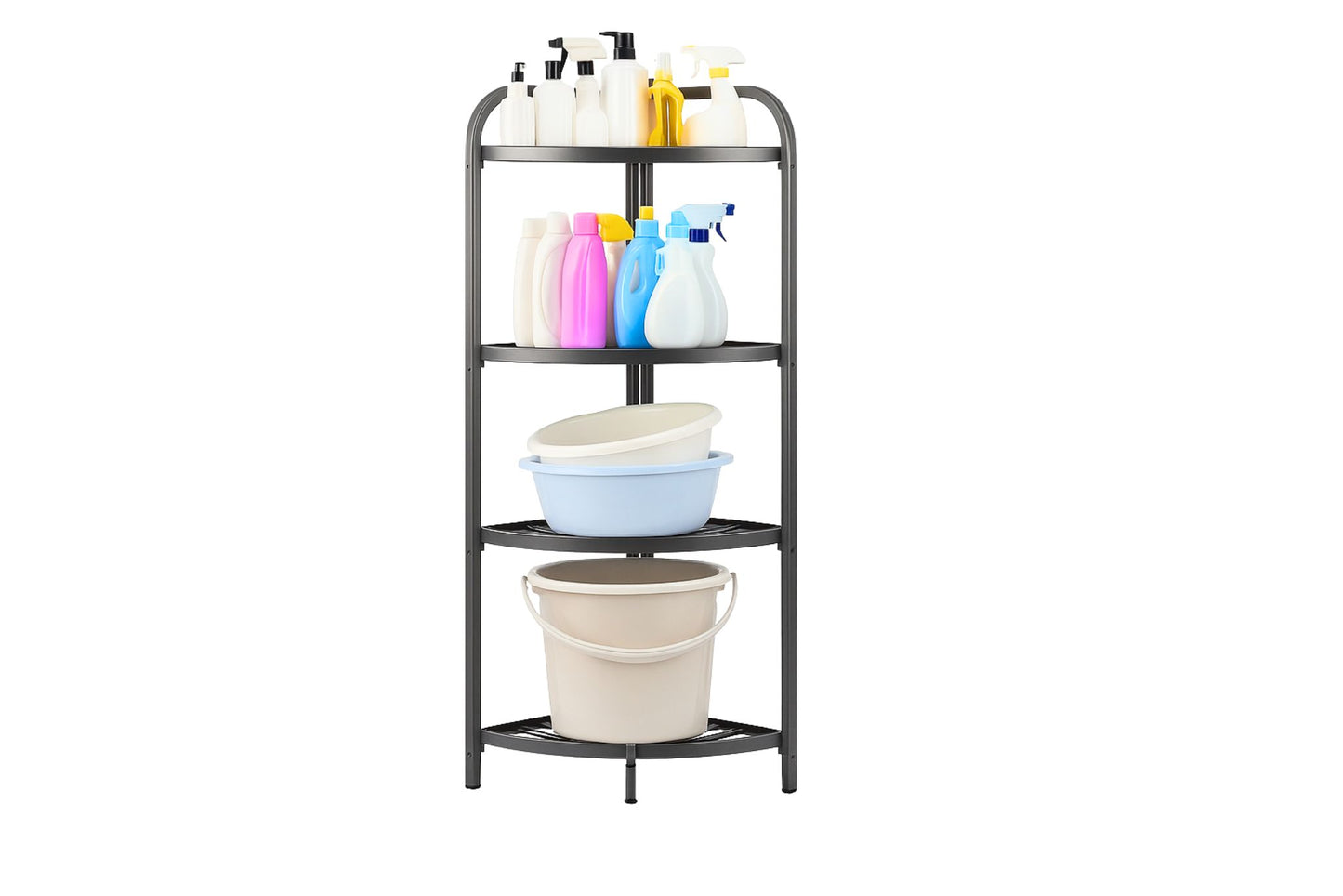 4-Tier Foldable Corner Metal Shelf 120x51cm