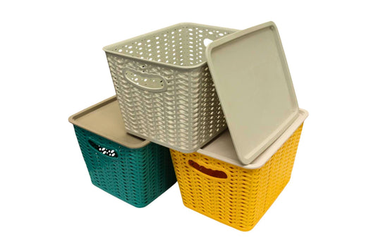 Storage Basket w/Lid 32x25x20cm