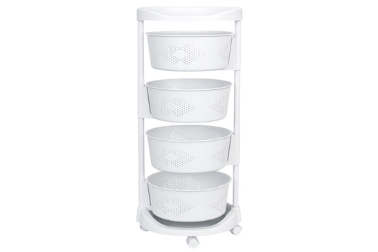 Rotating 4-Tier Storage Rack w/Wheels 36.5x74cm