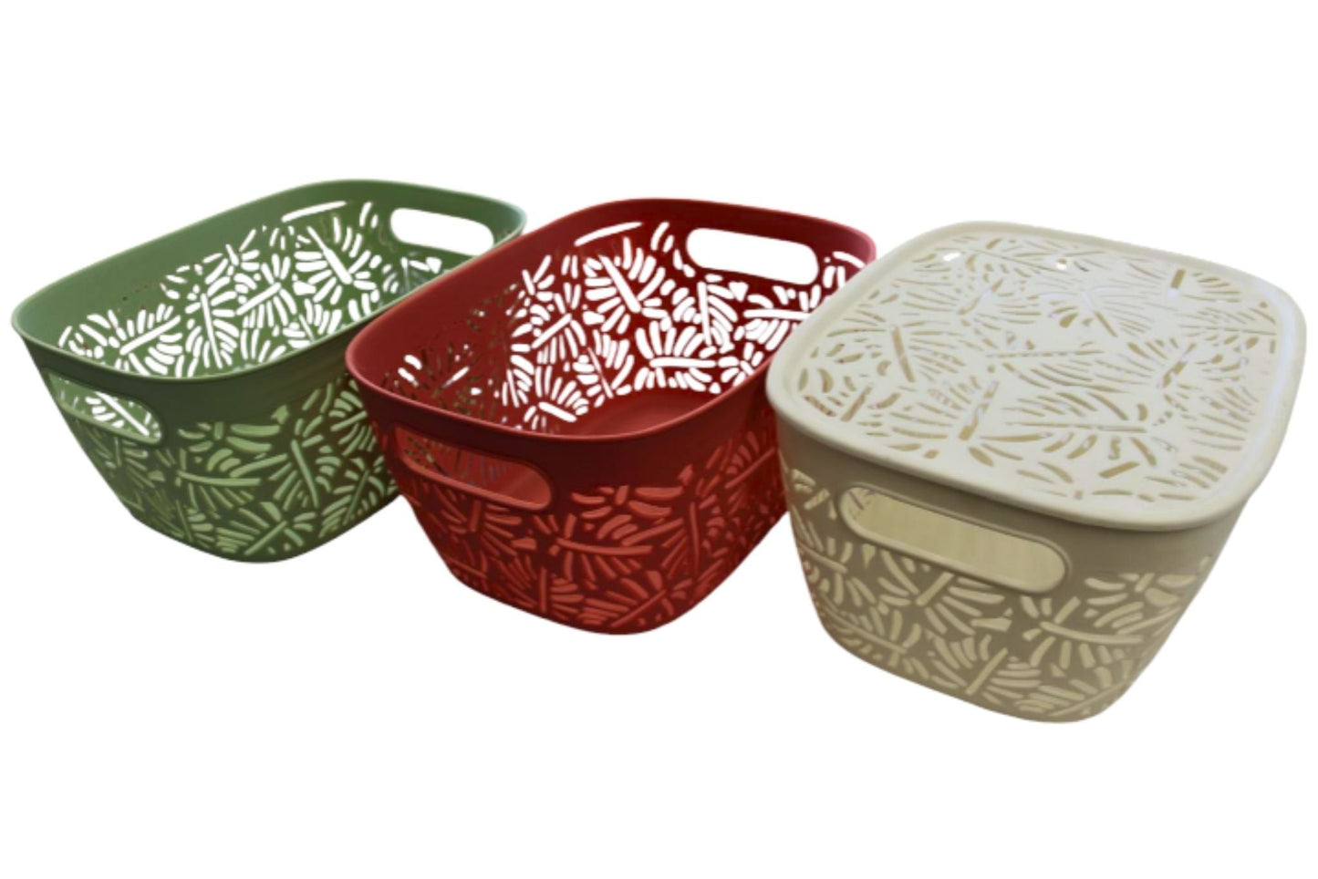 Rattan Basket w/Lid - M 29x21.5x13.5cm 3 Asstd