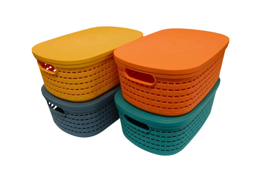 Nordic Storage Basket w/Lid -M 40.5x27.5x15cm
