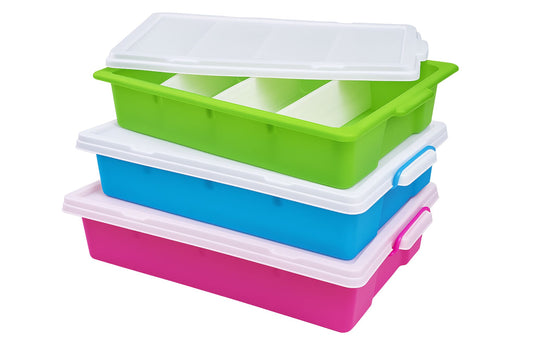 4 Section Storage Tub 35L w/Rollers 78x37x16cm