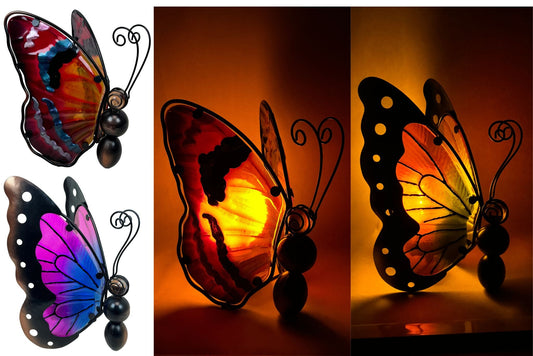 Solar Butterfly Light Flame Light Effect 26x26x14cm 2 Asstd