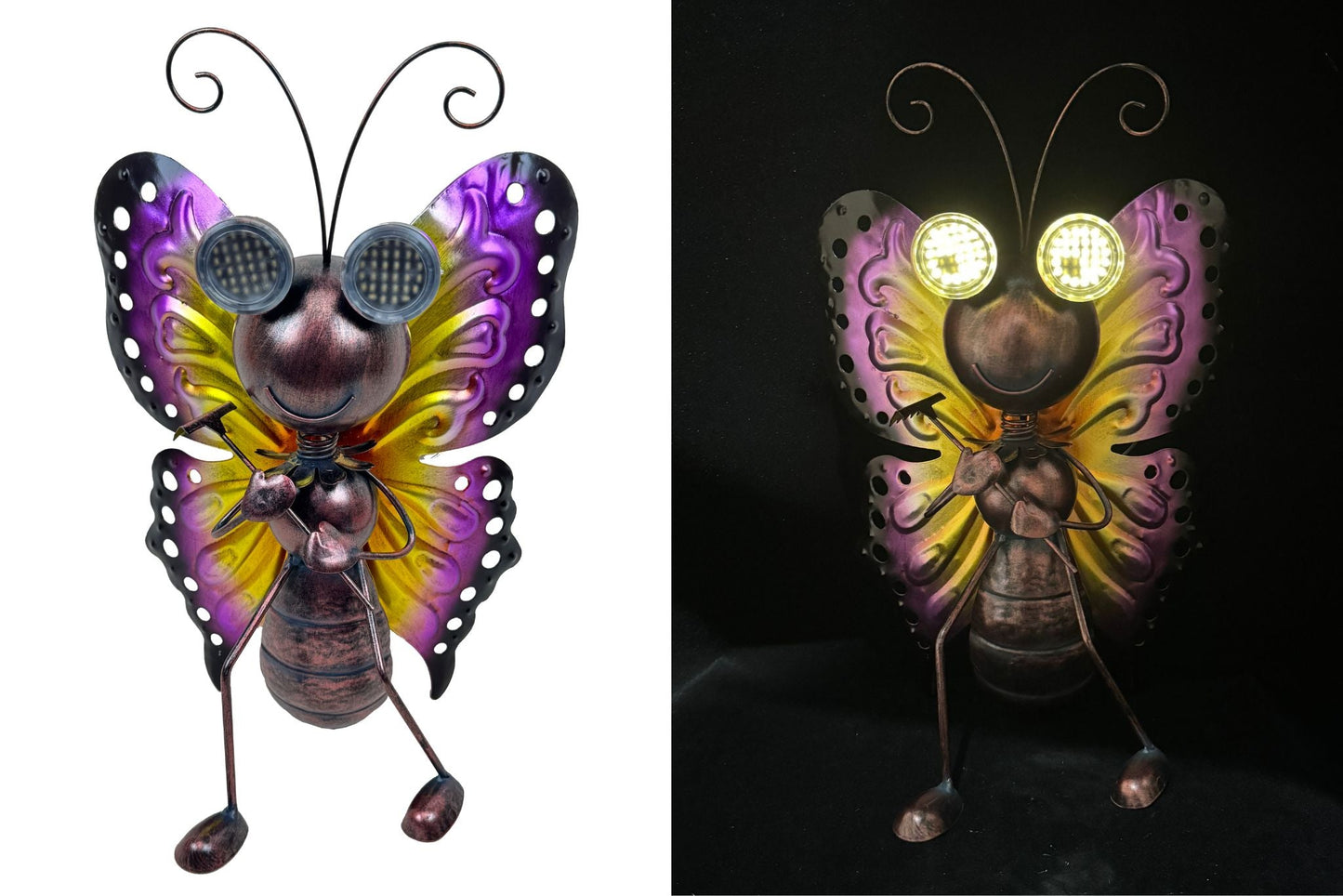 Metal Statue Butterfly w/Solar Animated Eyes 37x25x10cm