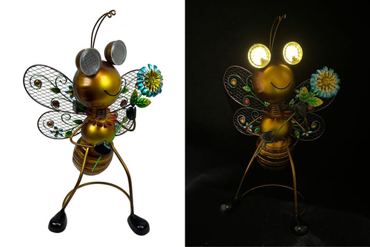 Metal Statue Bee w/Solar Animated Eyes 40x27x12cm