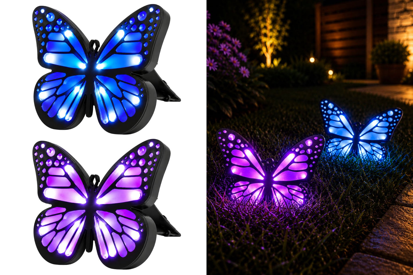 Solar Butterfly Garden Light 13.5x12.5x10.5cm 2 Asstd