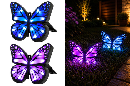 Solar Butterfly Garden Light 13.5x12.5x10.5cm 2 Asstd