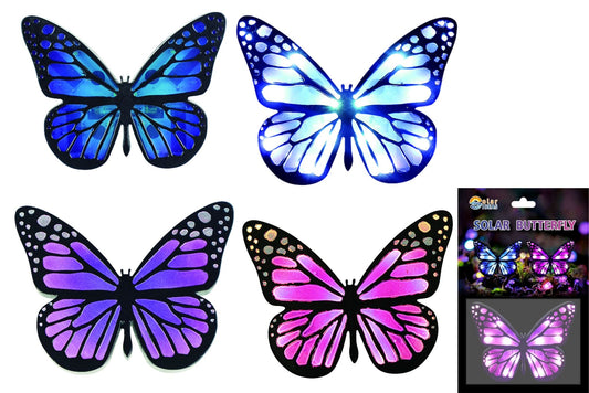 Solar Butterfly Garden Light 13.5x12.5x10.5cm 2 Asstd