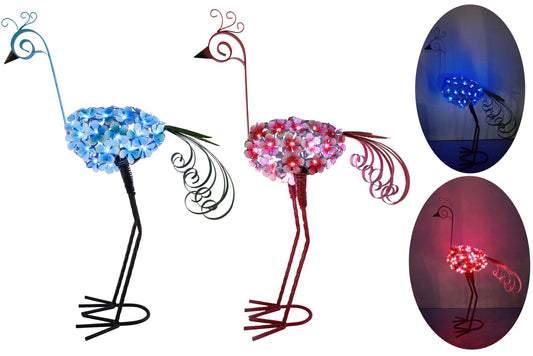 Metal Flower Peacock/Flamingo Statue w/Solar Lights 75cm 2 Asstd