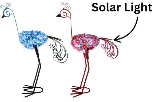 Metal Flower Peacock Statue w/Solar Lights 75cm 2 Asstd