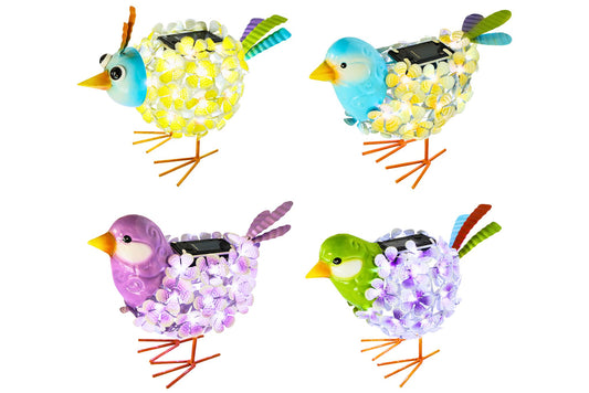 Metal Flower Bird w/Solar Lights 24x21x13cm 4 Asstd PDQ