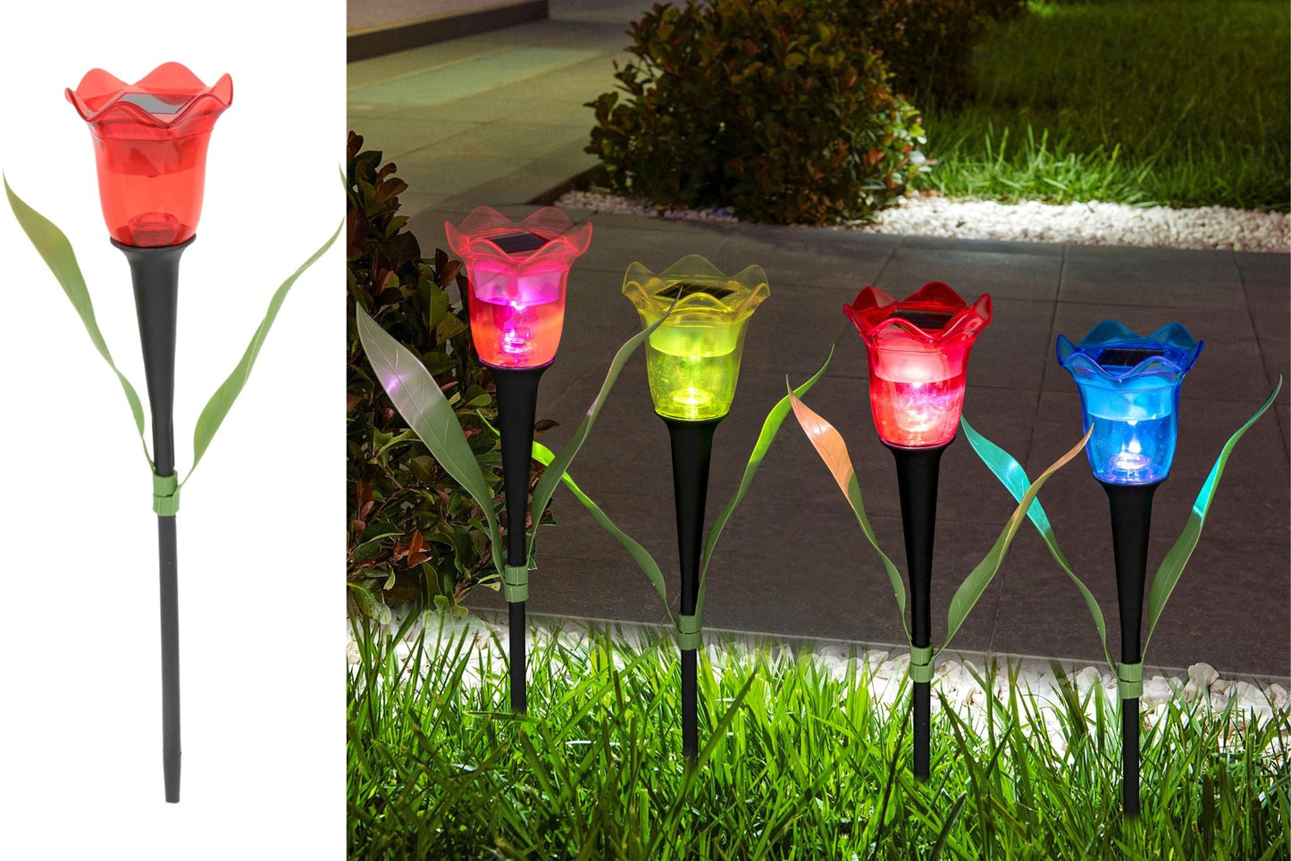 Solar Flower Light Stake White Light 31.2cm 4 Asstd PDQ