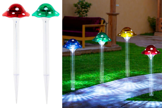 Solar Mushroom Light Stake White Light 33.5cm 4 Asstd PDQ