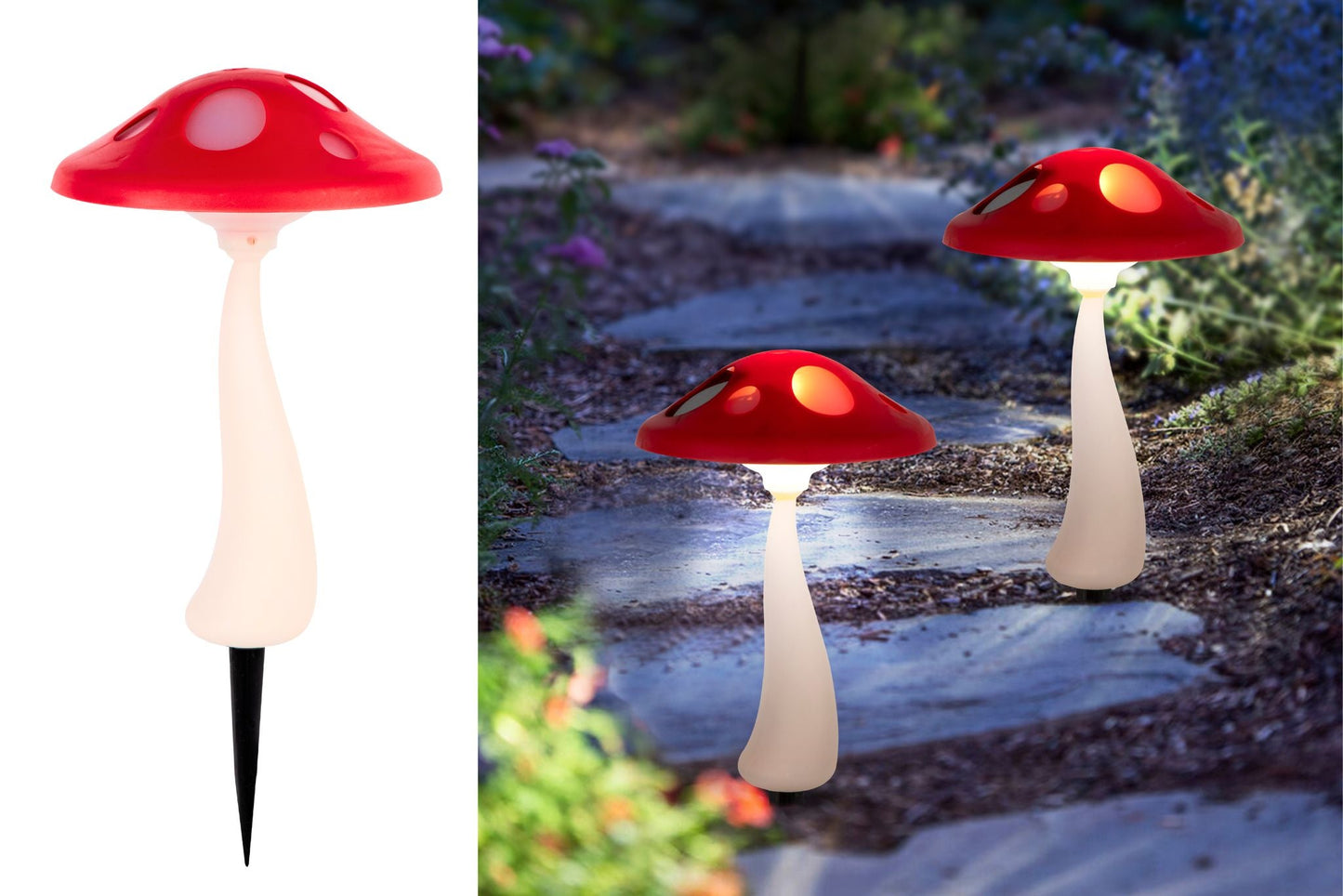 Solar Mushroom Colour Change Light Stake 39cm