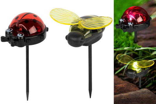 Solar Bee/Ladybug Light Stake 14.3cm 2 Asstd PDQ