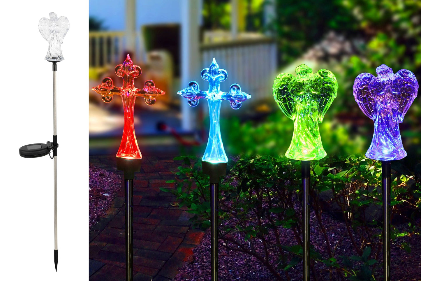 Solar Angel/Cross Light Stake 70cm 2 Asstd PDQ