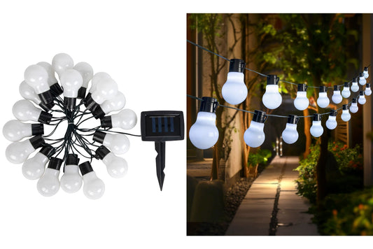 Solar String White Bulb Light 2m Pk20
