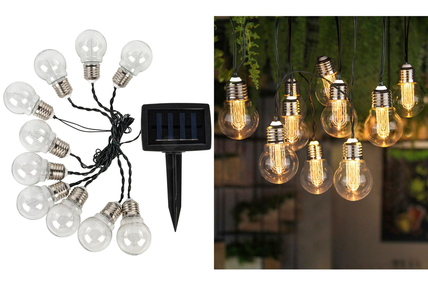 Solar String Light Bulb Acrylic Warm White 2m Pk10