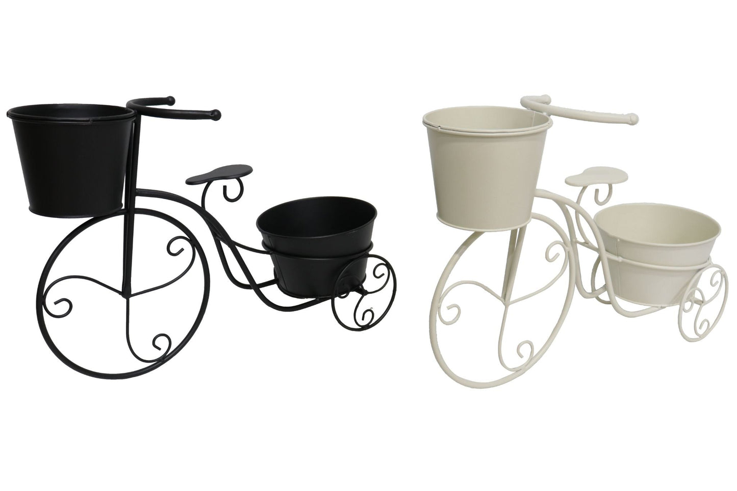 Metal Planter Two Pots Bicycle 54cm 2 Asstd
