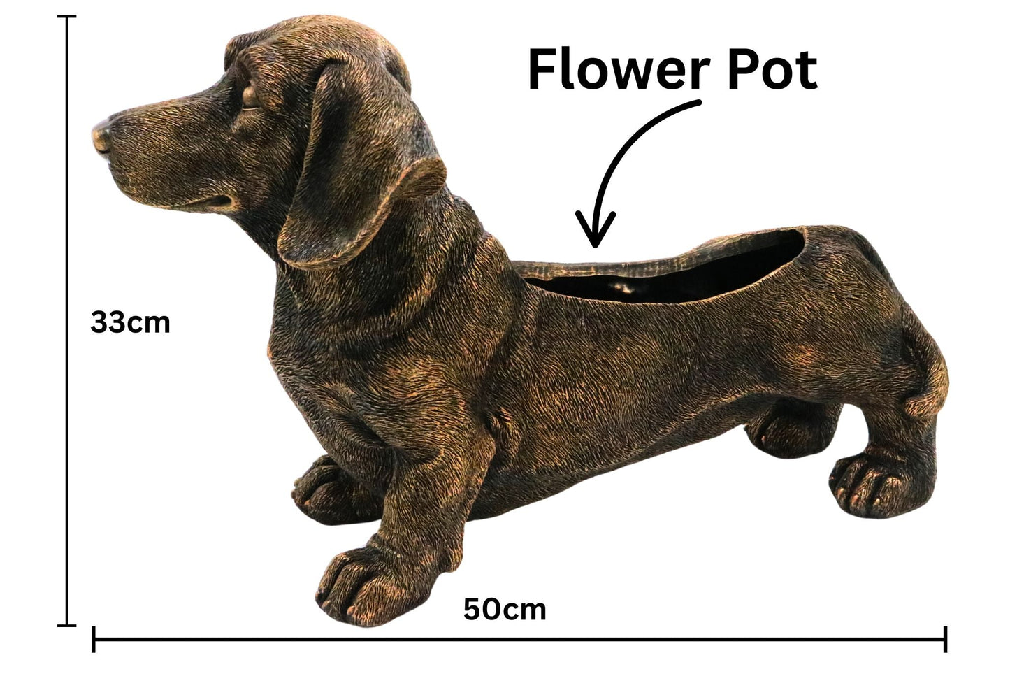 Resin Pot Planter Dachshund 50x33cm