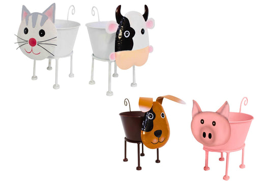 Metal 3D Animals Garden Pot 18x28x28cm 4 Asstd