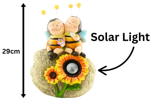 MGO Double Bee On Stone Solar Light 29cm