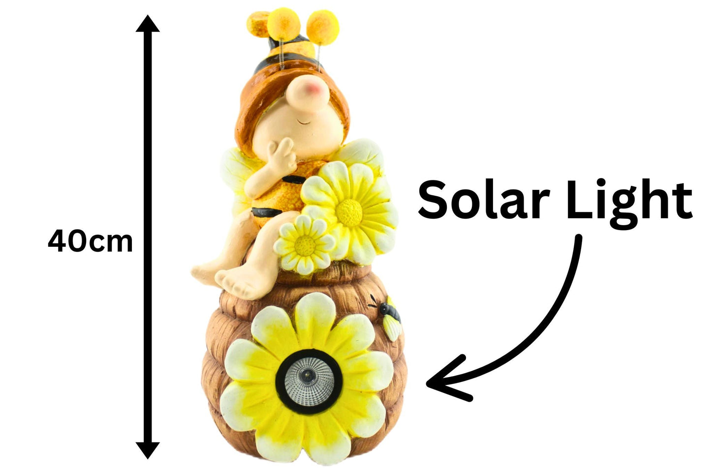 MGO Bee Kids On Pot Solar Light 40cm