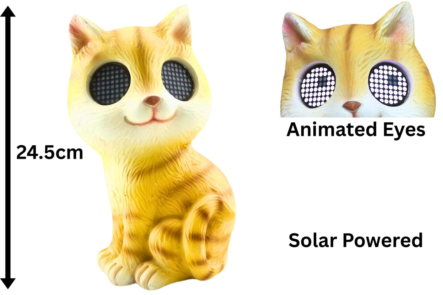 Polyresin Cat w/Solar Animated Eyes 24.5cm