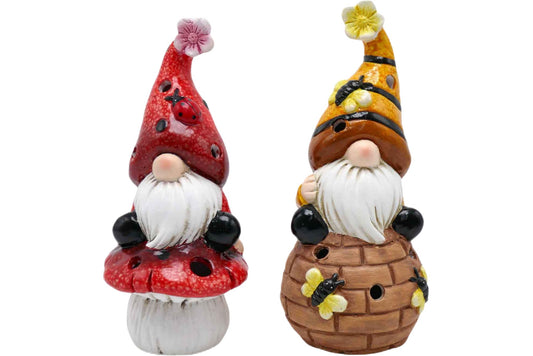 Terracotta Gnome On Mushroom 23.5cm 2 Asstd