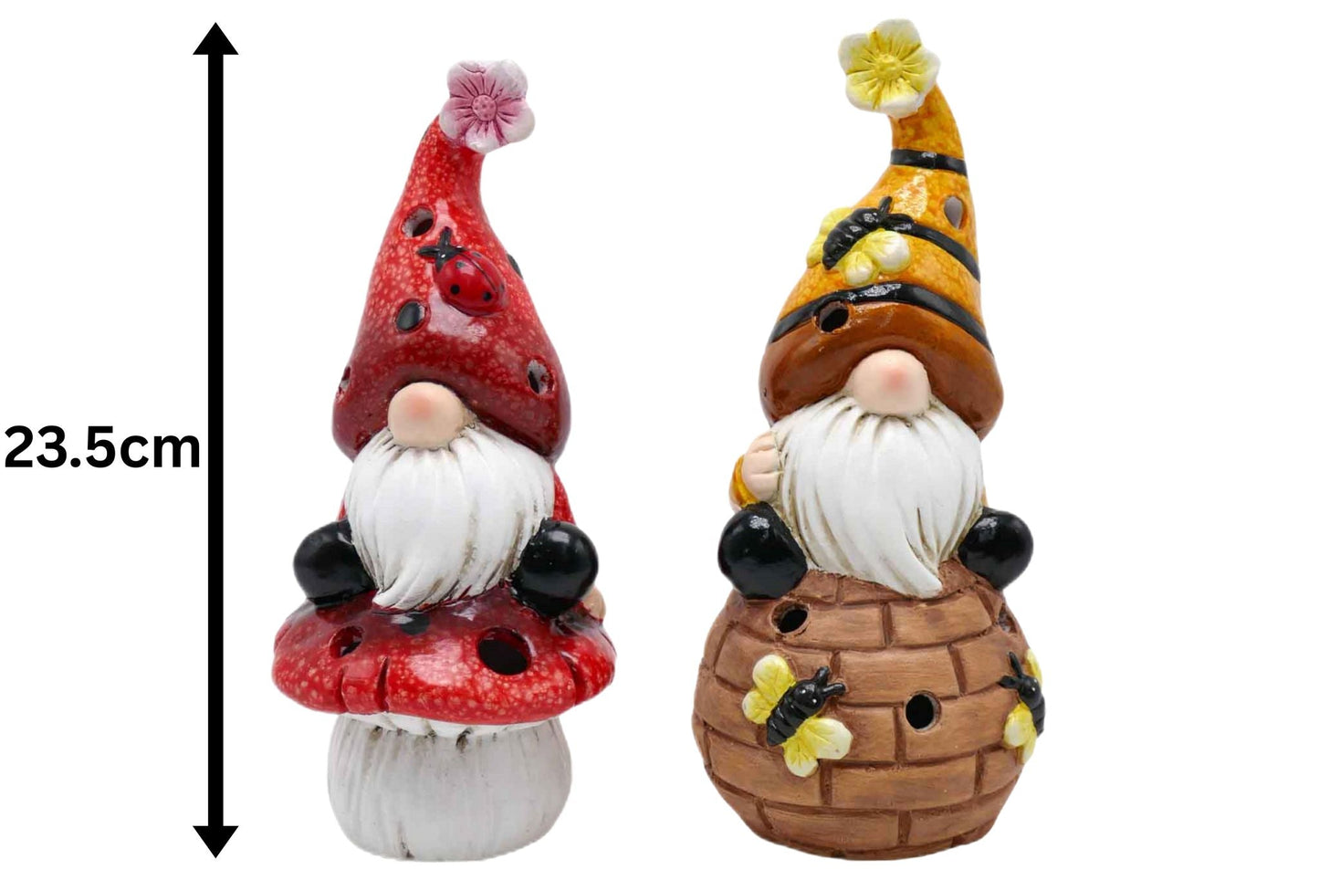 Terracotta Gnome On Mushroom 23.5cm 2 Asstd