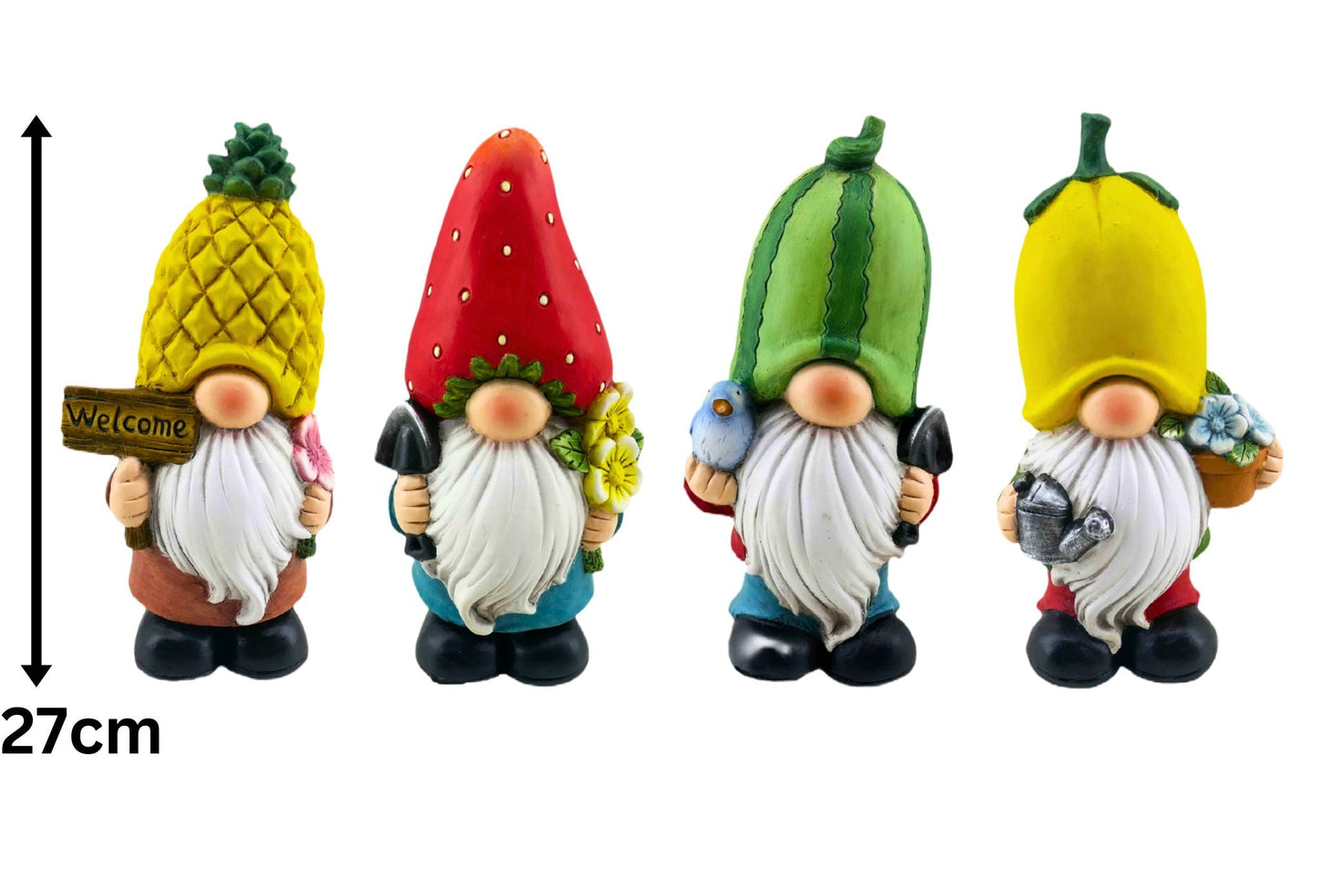 Terracotta Fruit Gnome 27cm 4 Asstd