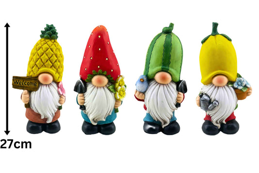 Terracotta Fruit Gnome 27cm 4 Asstd