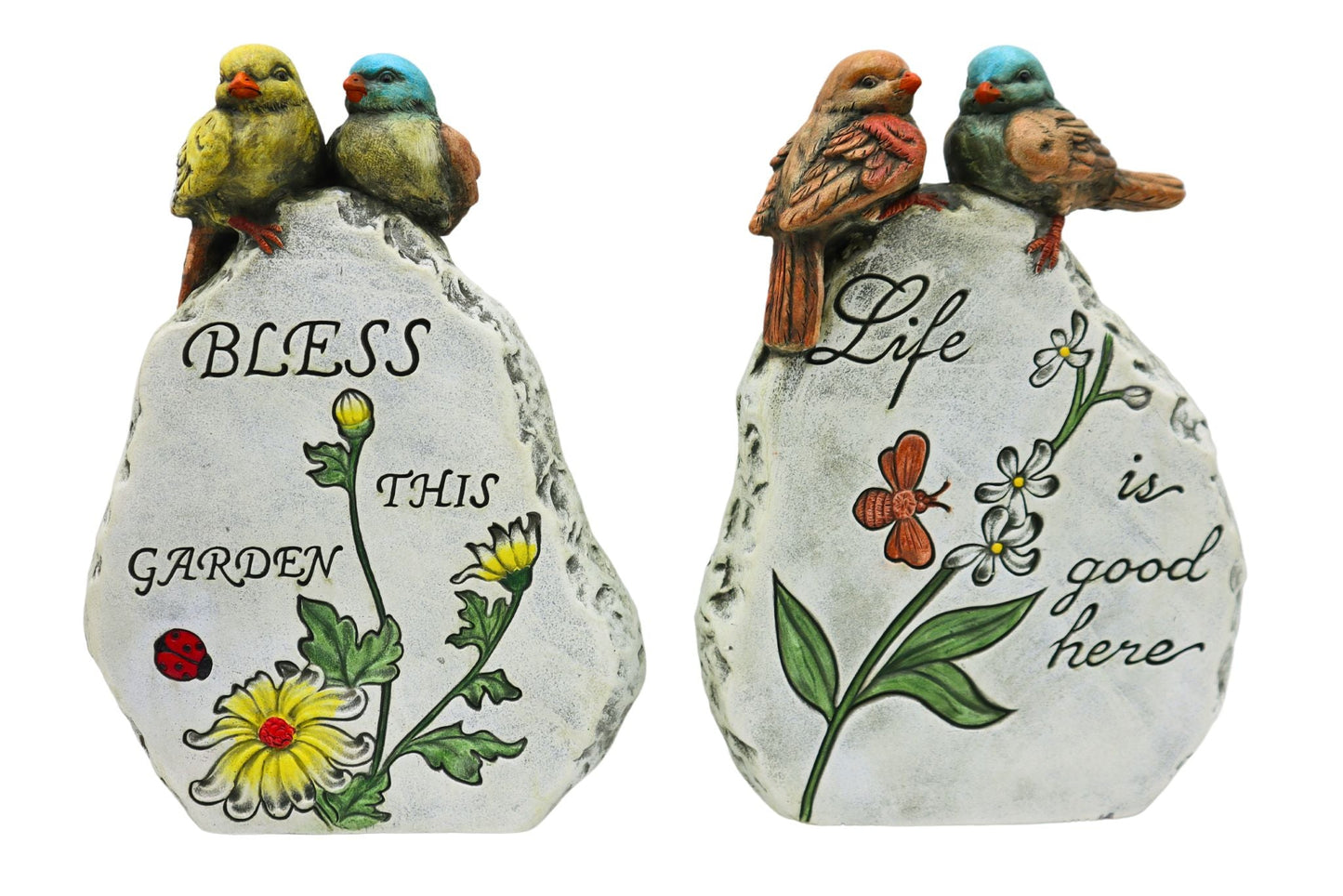 Cement Decor Plaque w/Bird 19.0x6.5x24.2cm 2 Asstd