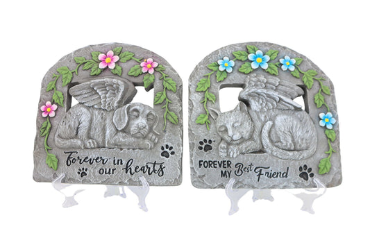 Cement Pet Memorial Stone 25.4x3.5x26cm 2 Asstd