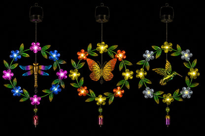 Solar Wind Chime Butterfly/Hummingbird/Dragonfly 70x36cm 3 Asstd