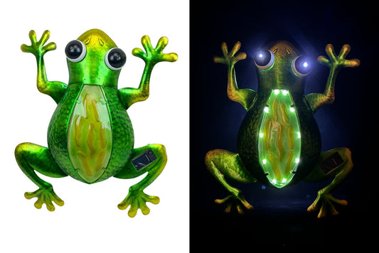Wall Hanging Frog w/Solar Lights 36x32cm