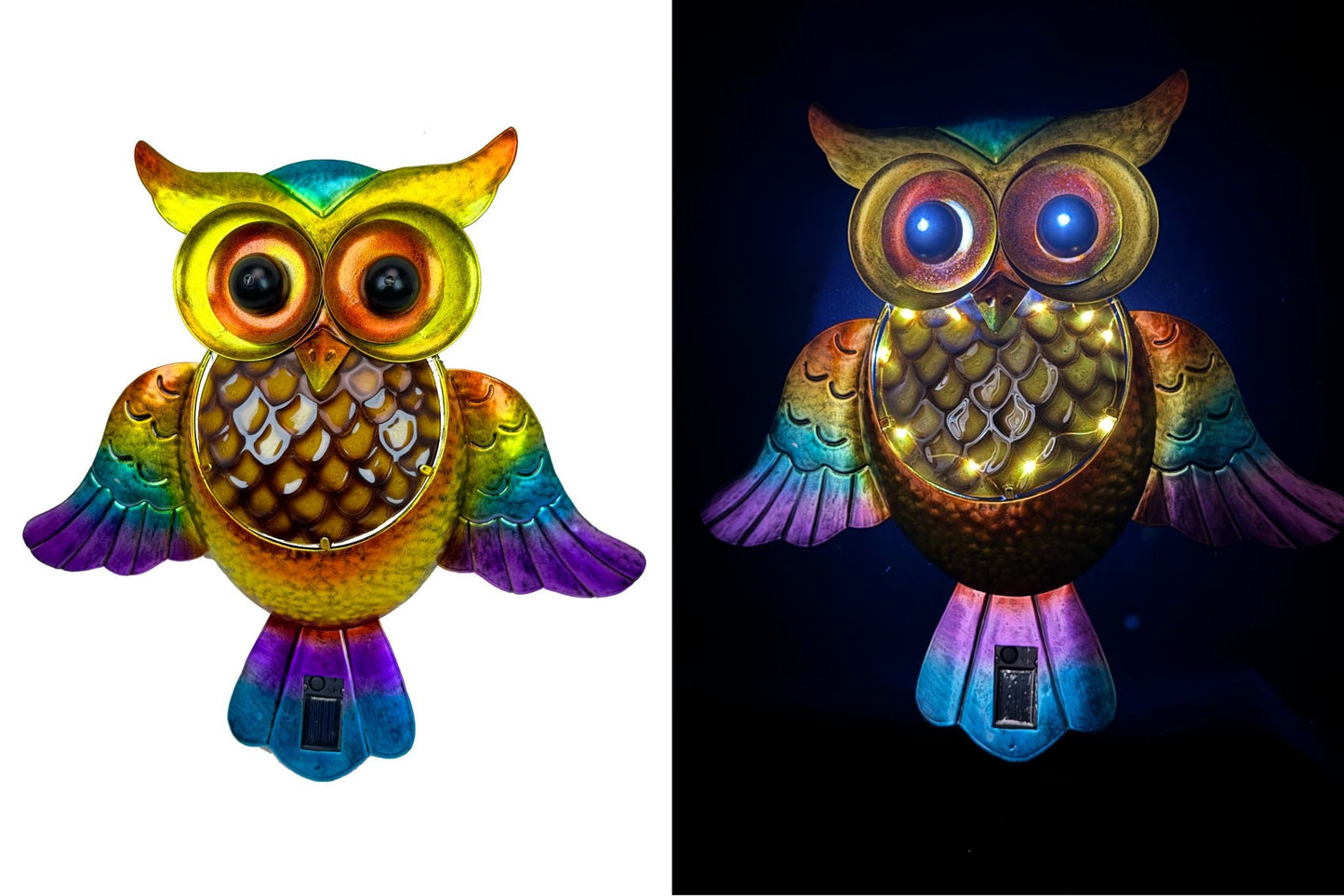 Wall Hanging Owl w/Solar Lights 40x39cm