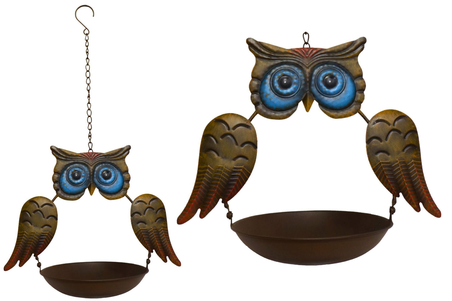 Metal Owl Hanging Bird Feeder 64cm