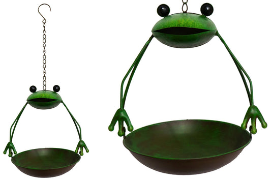 Metal Frog Hanging Bird Feeder 56cm