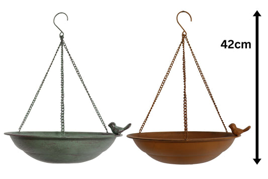 Metal Hanging Bird Feeder w/ Side Bird Round 42cm 2 Asstd