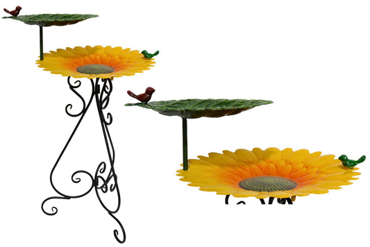 Metal Sunflower Leaf Stand Bird Bath/Feeder 71cm