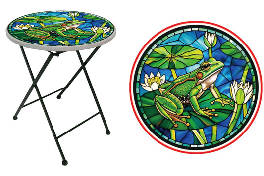 Metal Printed Side Table Frog 46cm