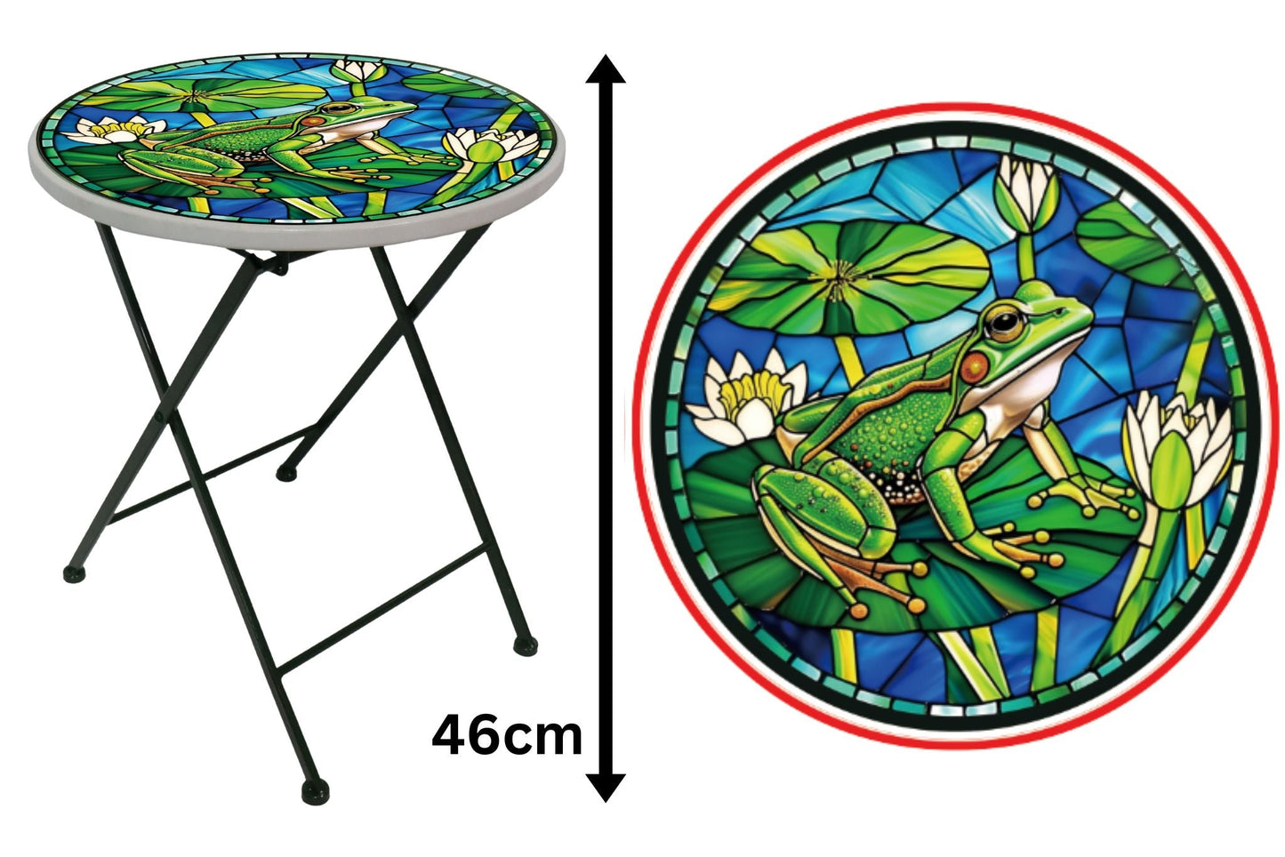 Metal Printed Side Table Frog 46cm