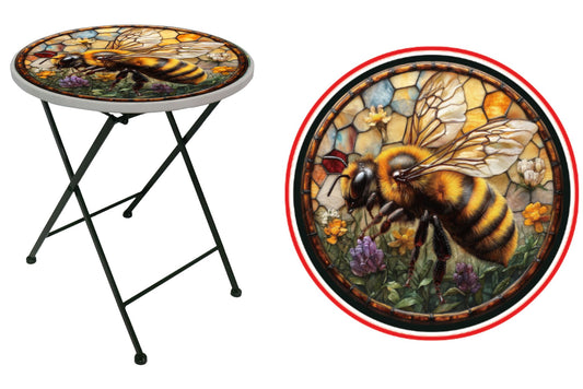 Metal Printed Side Table Bee 46cm