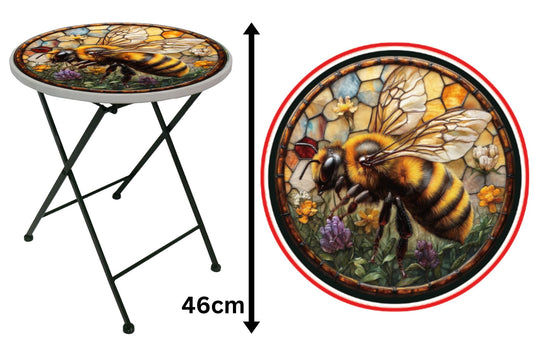 Metal Printed Side Table Bee 46cm
