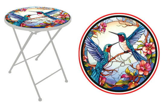 Metal Printed Side Table Hummingbird 46cm