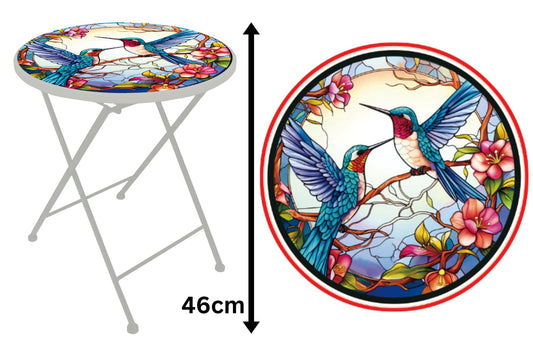 Metal Printed Side Table Hummingbird 46cm